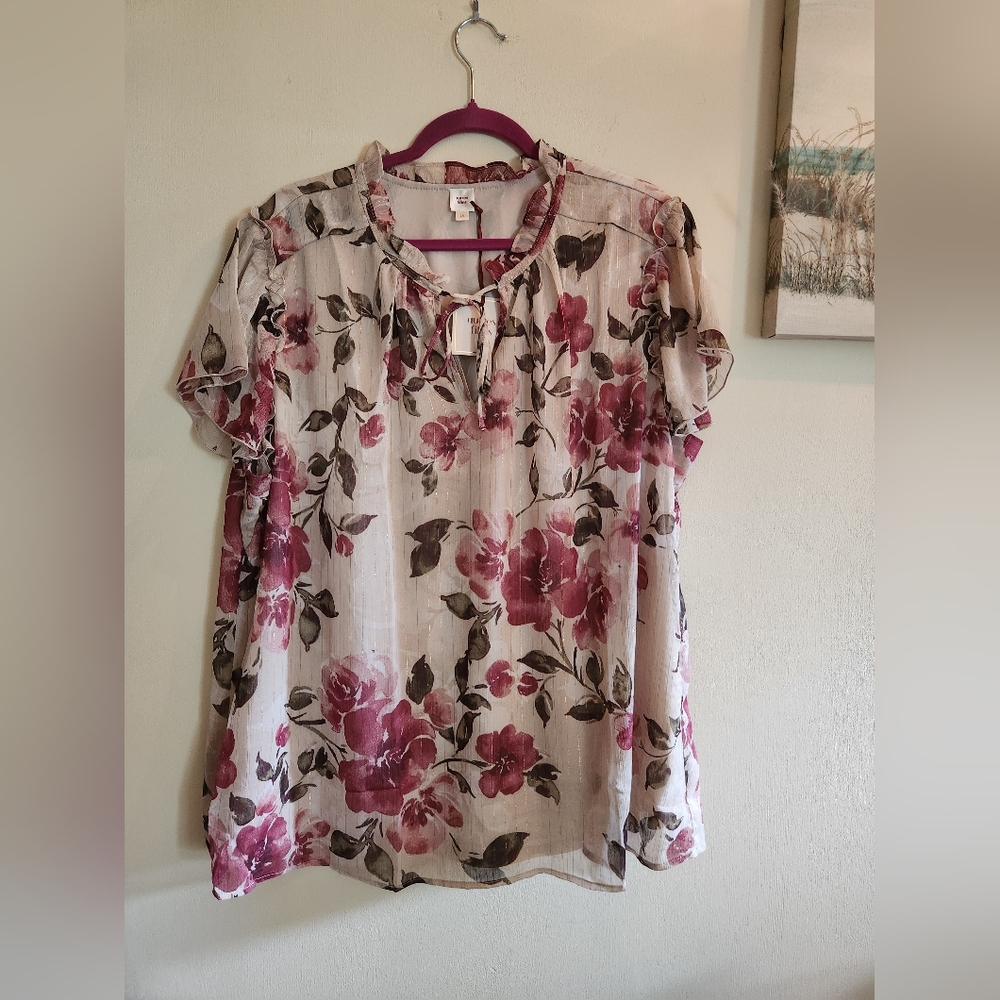 Autres Filles plus size floral blouse to 1X NWT